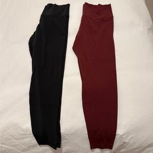 lululemon Black and Burgundy Leggings - Size 14 / 28’ Length
